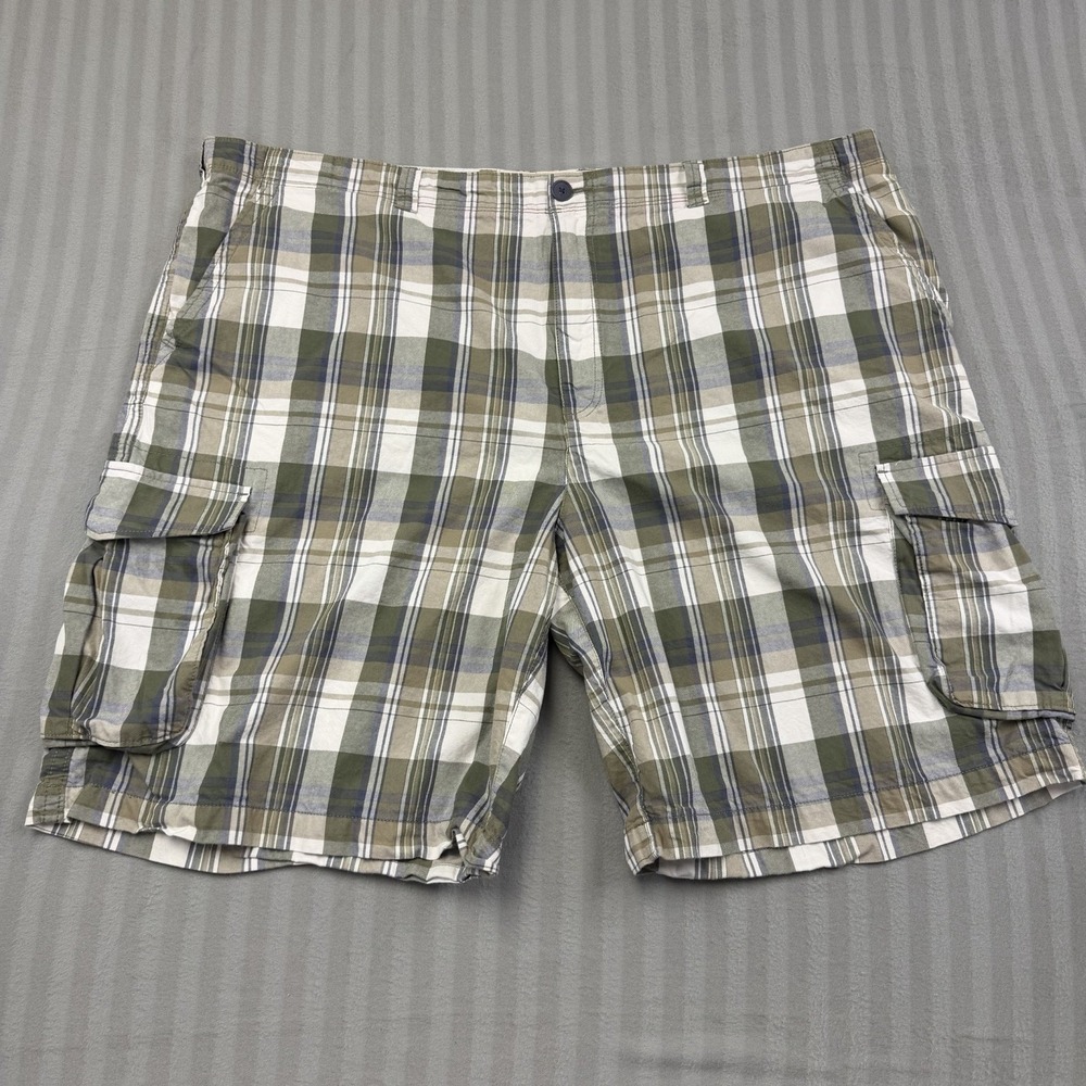 True Nation Men's Cotton Plaid Cargo Shorts Size 52 Waist Big and Tall